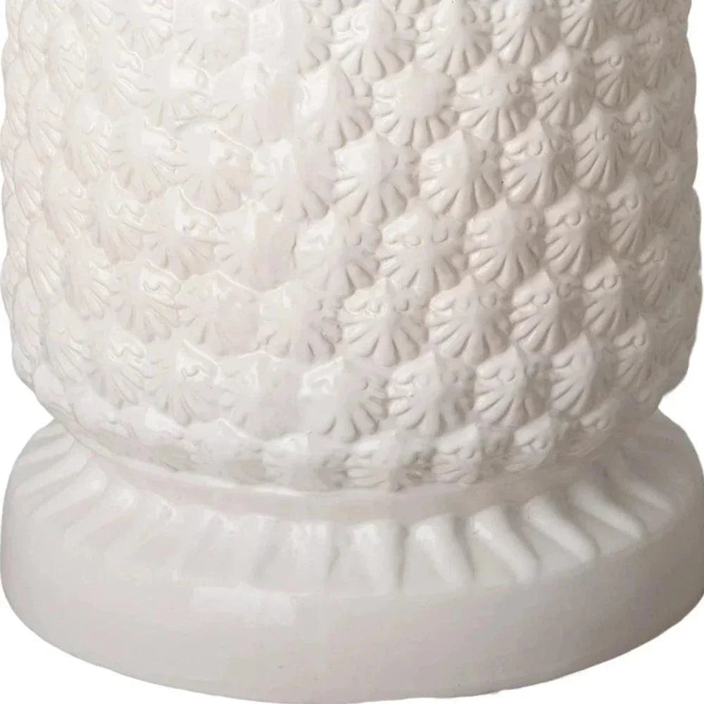 15.5 in. Pineapple White Ceramic Garden Stool-Garden Stools-Emissary-LOOMLAN