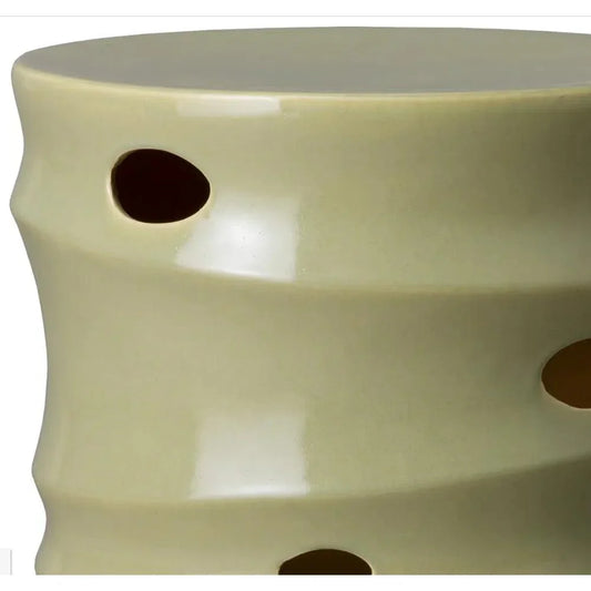 18 in. Caterpillar Green Ceramic Outdoor Garden Stool-Garden Stools-Emissary-LOOMLAN