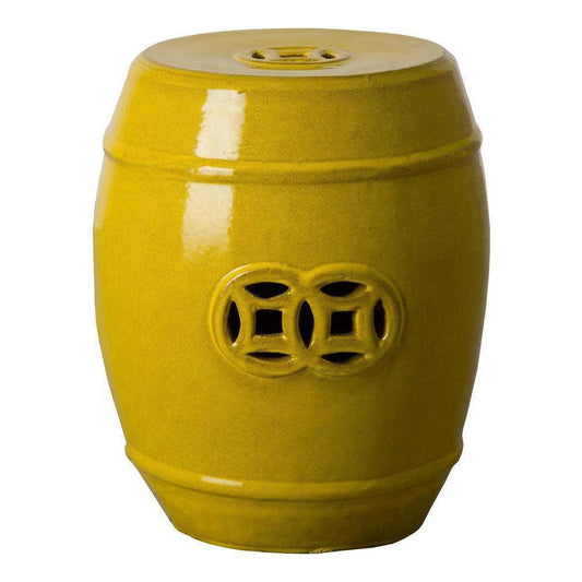 18 in. Fortune Outdoor Decorative Garden Stool-Garden Stools-Emissary-Mustard Yellow-LOOMLAN