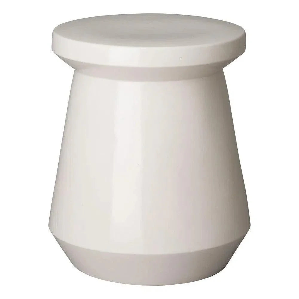 18 in. Vic Ceramic Outdoor Garden Stool-Garden Stools-Emissary-White-LOOMLAN