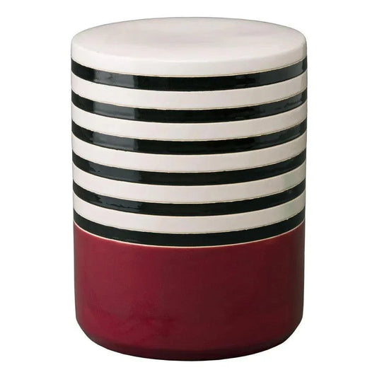 18.5 in. Stripe Ceramic Outdoor Garden Stool-Garden Stools-Emissary-Burgundy-LOOMLAN