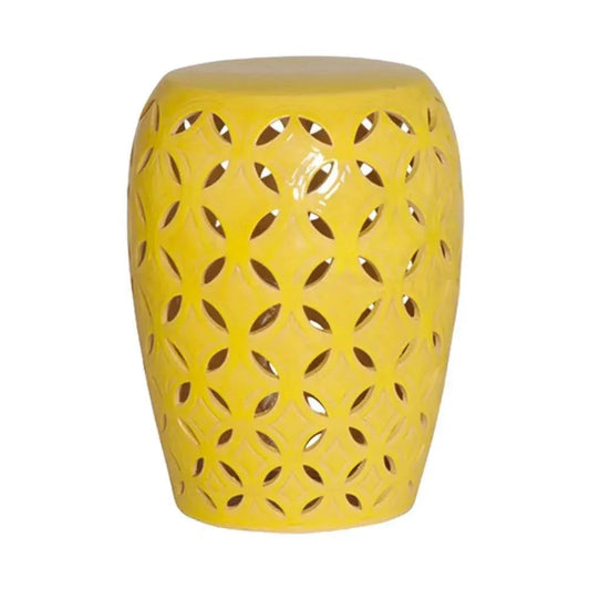 21 in. Lattice Outdoor Decorative Garden Stool-Garden Stools-Emissary-Yellow-LOOMLAN