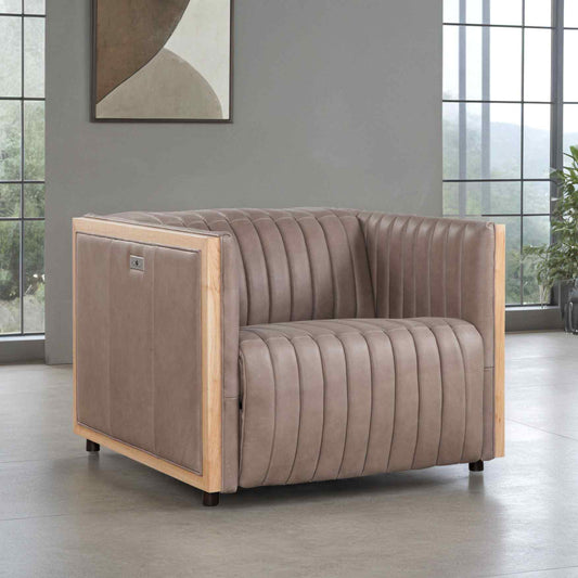 Havana Leather Usb Power Ports Chair