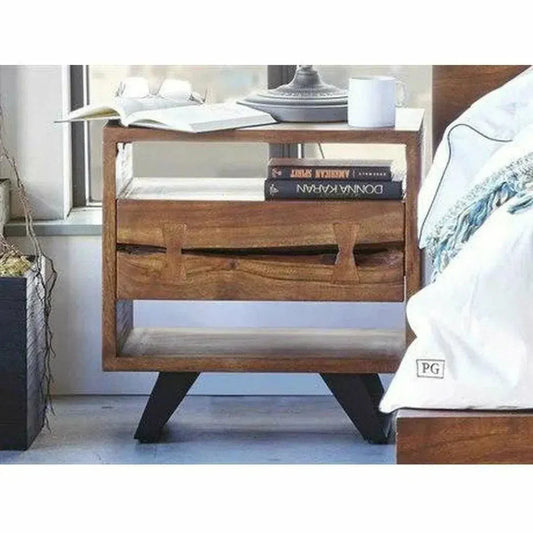 21.5 Inch Nightstand Brown Industrial - LOOMLAN - Moe's Home - Nightstands