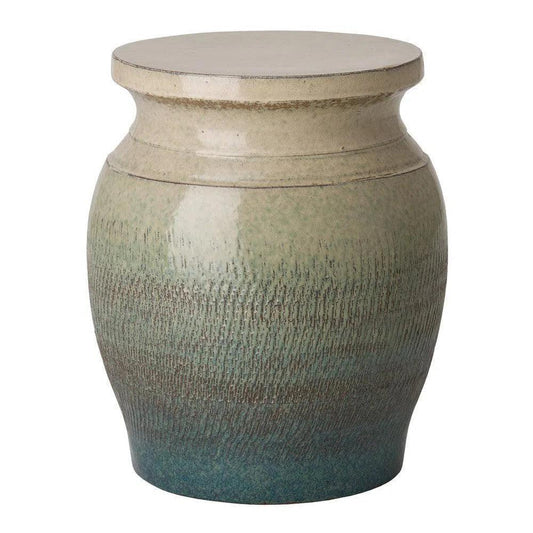 22 in. Koji Ceramic Outdoor Garden Stool-Garden Stools-Emissary-Bayside Green-LOOMLAN