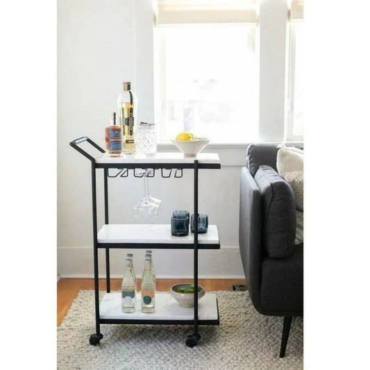 24 Inch Hours Bar Cart White Retro-Home Bar Carts-Moe's Home-LOOMLAN