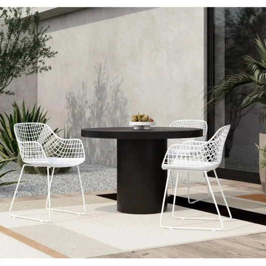 47 Black Round Outdoor Dining Table Cement-Outdoor Dining Tables-Moe's Home-LOOMLAN