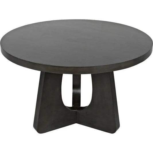 48" Nobuko Wood Black Round Dining Table-Dining Tables-Noir-LOOMLAN