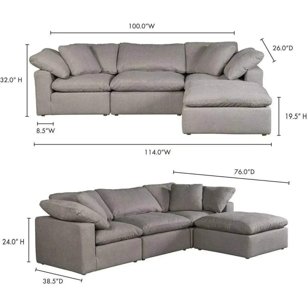 4PC Stain Resistant Terra Grey Modular Lounge-Modular Sofas-Moe's Home-LOOMLAN