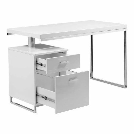 51 Inch White Modern Executive Desk-Home Office Desks-Moe's Home-LOOMLAN