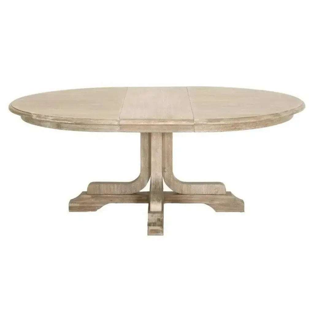 60-77" Round to Oval Extendable Dining Table Solid Wood-Dining Tables-Essentials For Living-LOOMLAN