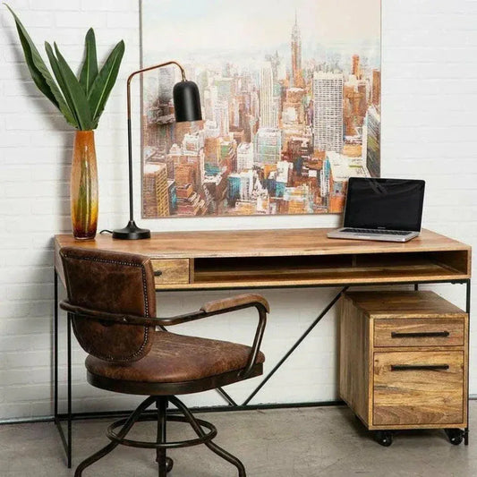 60 Inch Desk Natural Scandinavian-Home Office Desks-Moe's Home-LOOMLAN
