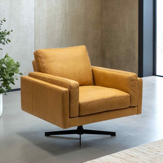 Spencer Leather Modern Swivel Chair