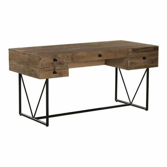 63 Inch Desk Natural Rustic-Home Office Desks-Moe's Home-LOOMLAN