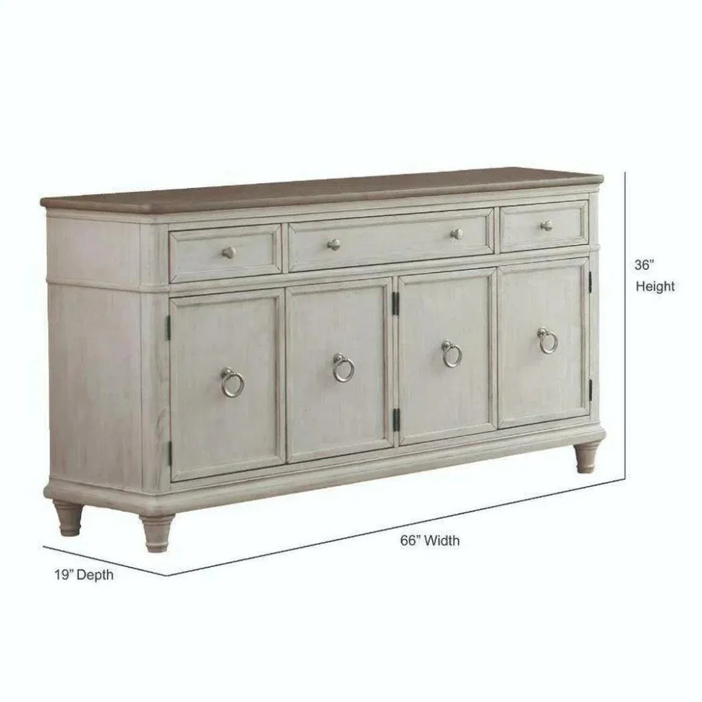 66" White Two - Tone Wooden Credenza - LOOMLAN - Panama Jack - Sideboards