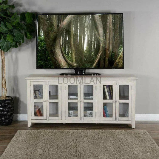 70" TV Stand Glass Doors Storage Cabinet - LOOMLAN - Sunny D - TV Stands & Media Centers