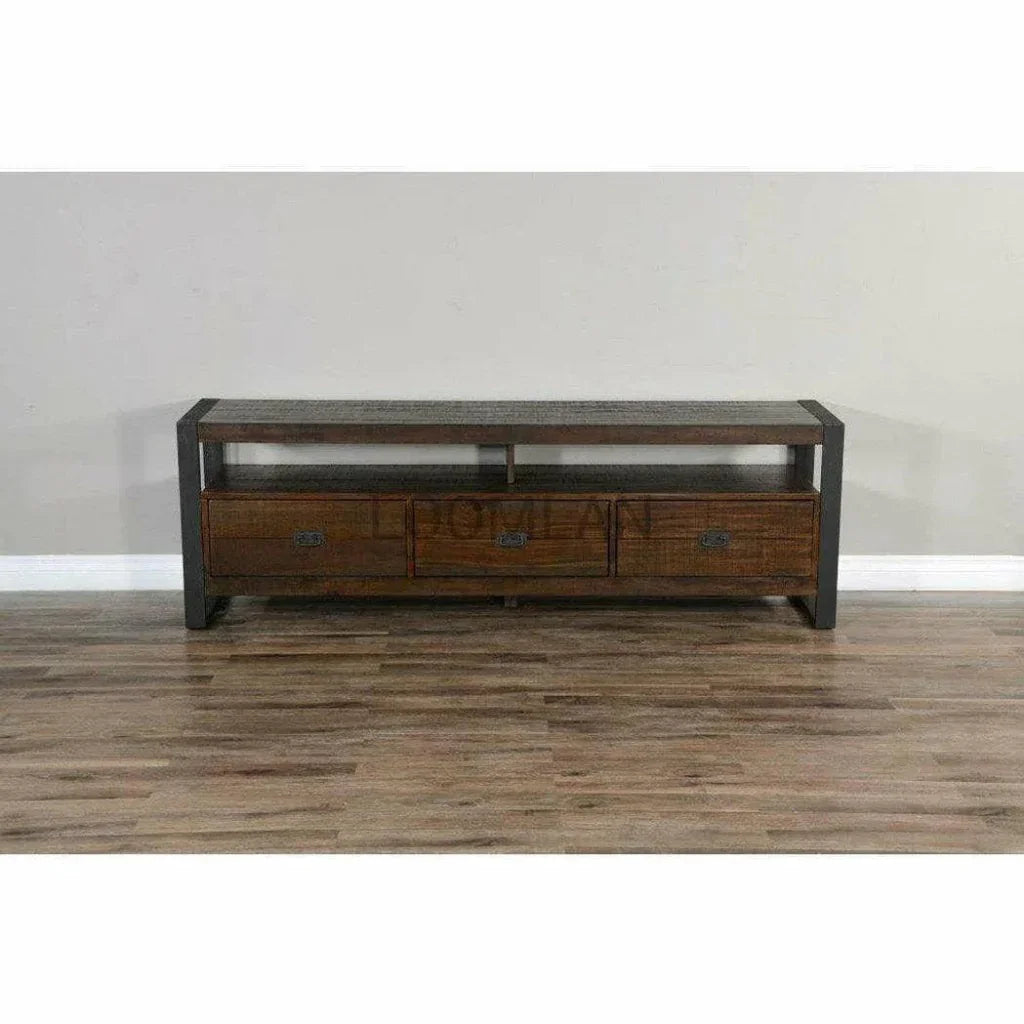 78" TV Stand Rustic Industrial Cabinet - LOOMLAN - Sunny D - TV Stands & Media Centers