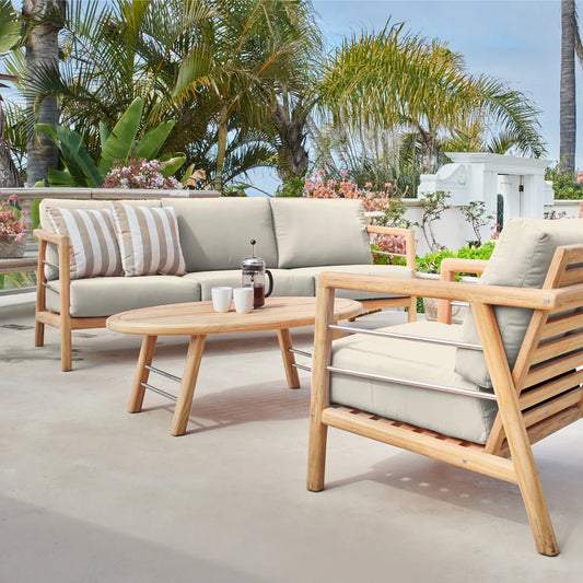 Aalto 86-inch Teak Deep Outdoor Couch Sunbrella Cushion