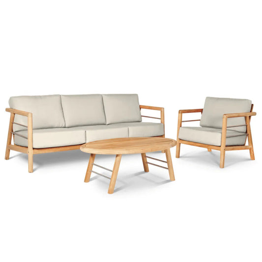 Aalto Teak Patio Deep Sofa Set with Sunbrella 4PC - LOOMLAN - HiTeak - Outdoor Sofas & Loveseats