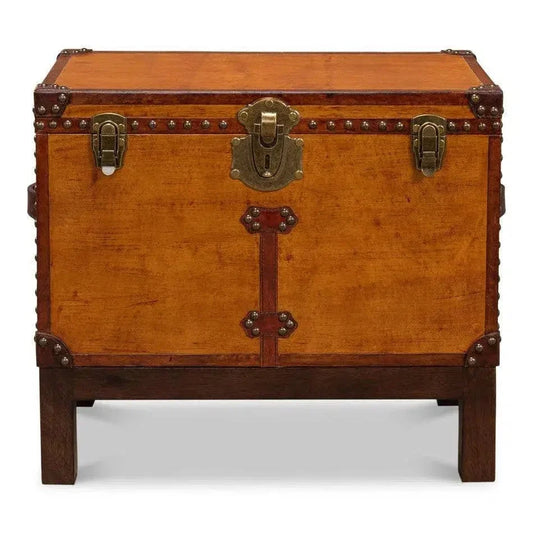 Abilene Side Table Leather Box With Stand - LOOMLAN - Sarreid - Side Tables