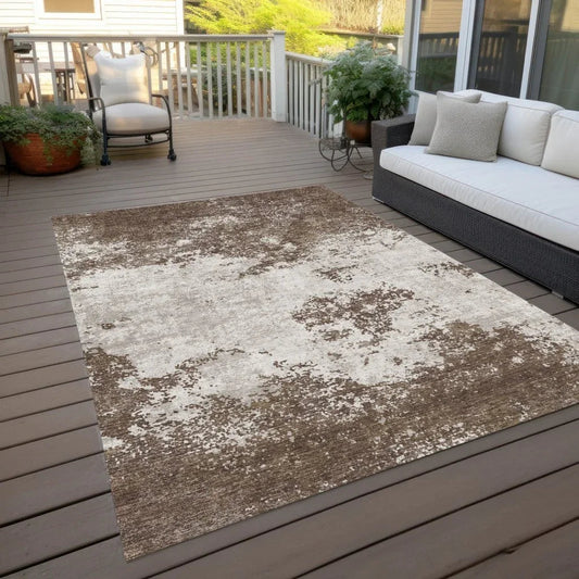 Aera Brown Washable Indoor-Outdoor Rug-Outdoor Rugs-LOOMLAN Rugs-LOOMLAN