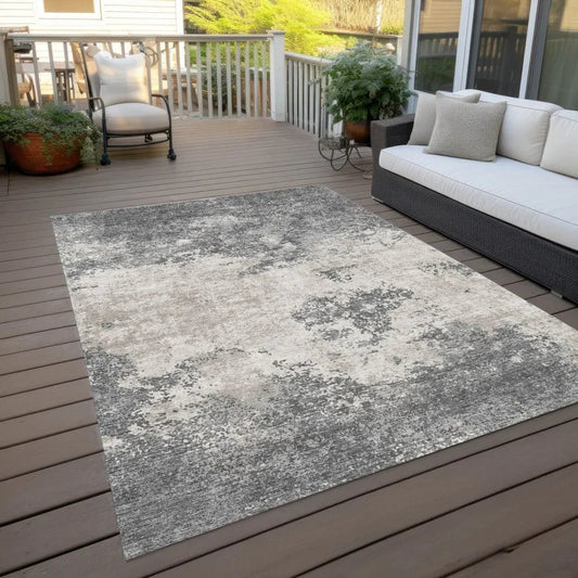 Aera Gray Washable Indoor-Outdoor Rug-Outdoor Rugs-LOOMLAN Rugs-LOOMLAN