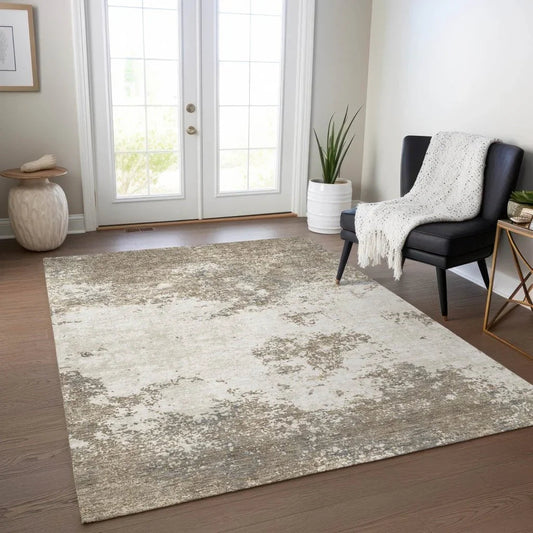 Aera Taupe Washable Indoor-Outdoor Rug-Outdoor Rugs-LOOMLAN Rugs-LOOMLAN
