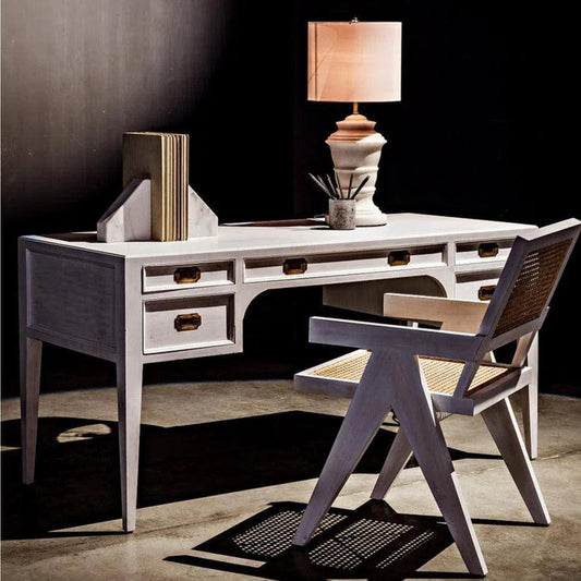 Africa With Drawers Wooden Desk-Home Office Desks-Noir-LOOMLAN