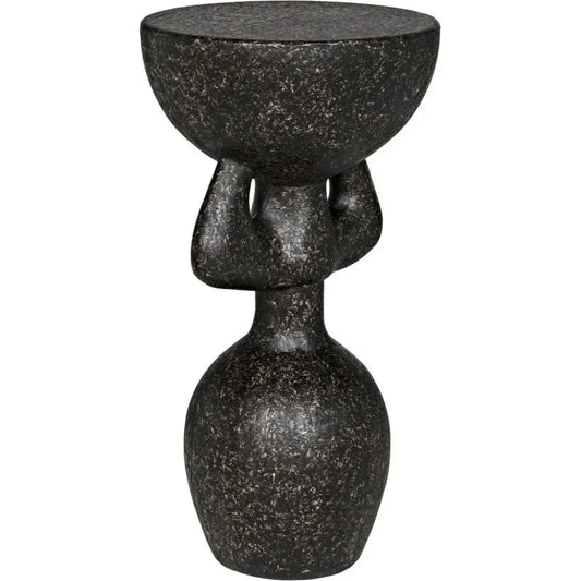 African Side Table Black Cement Accent Table - LOOMLAN - Noir - Side Tables