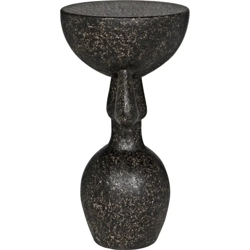 African Side Table Black Cement Accent Table - LOOMLAN - Noir - Side Tables