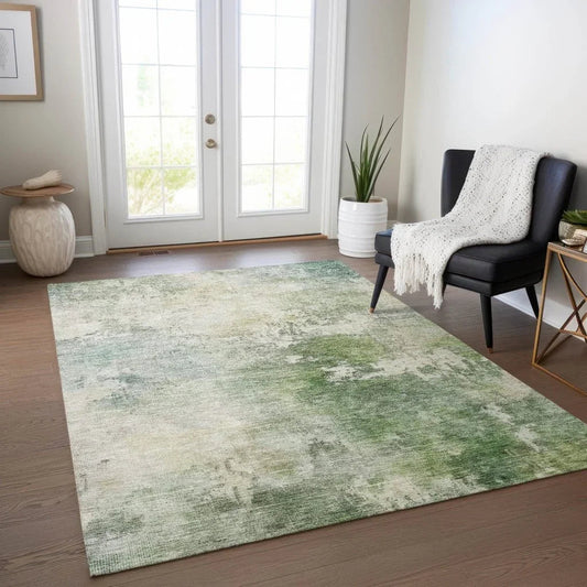 Agatha Green Washable Indoor - Outdoor Rug - LOOMLAN - LOOMLAN Rugs - Outdoor Rugs