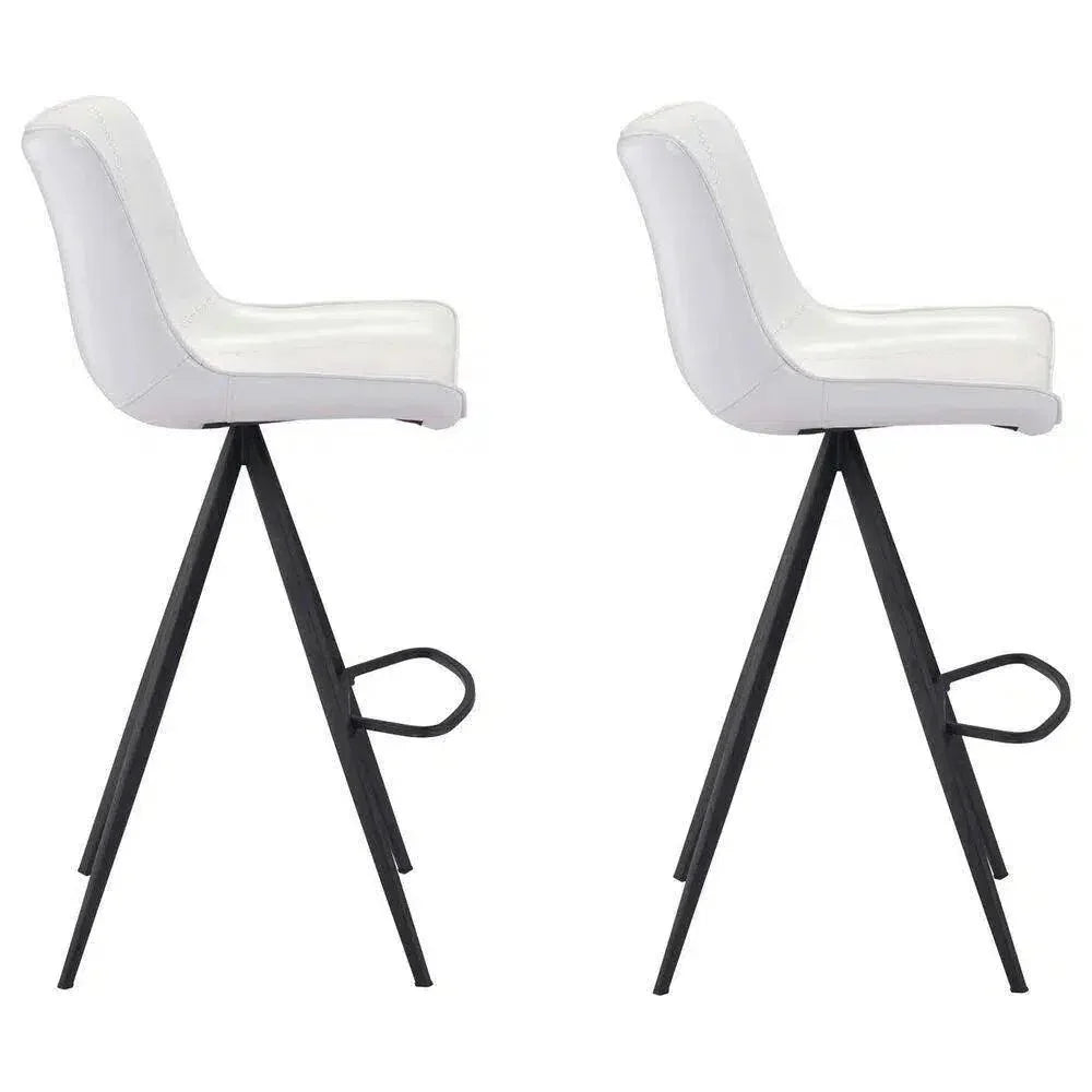 Aki White & Walnut Bar Chair (Set of 2) - LOOMLAN - Zuo Modern - Bar Stools