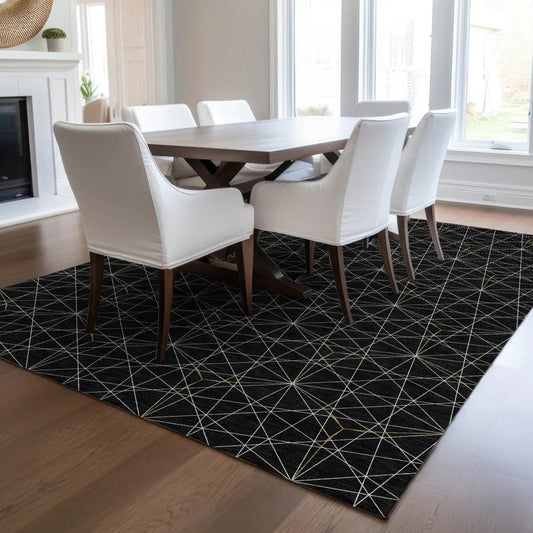 Alina Black Washable Indoor-Outdoor Rug-Outdoor Rugs-LOOMLAN Rugs-LOOMLAN