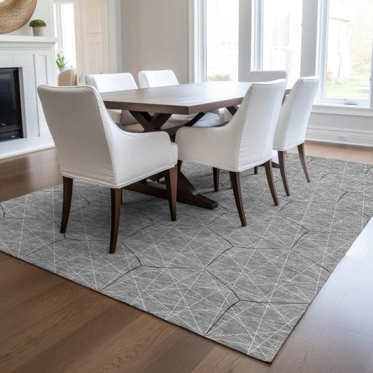 Alina Gray Washable Indoor-Outdoor Rug-Outdoor Rugs-LOOMLAN Rugs-LOOMLAN