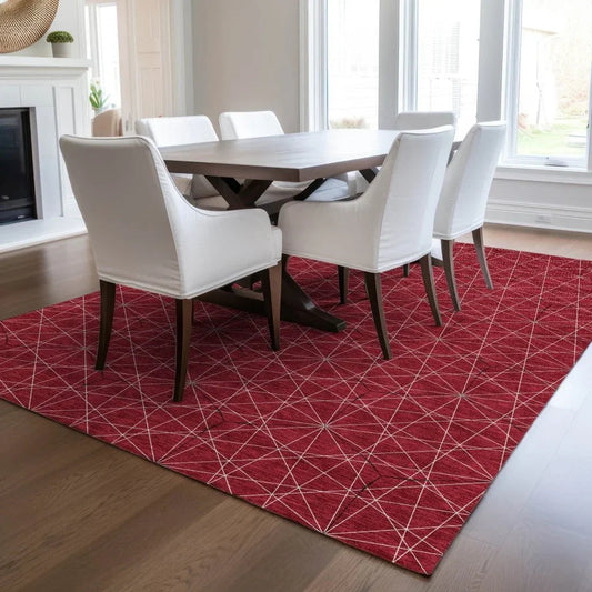 Alina Red Washable Indoor-Outdoor Rug-Outdoor Rugs-LOOMLAN Rugs-LOOMLAN