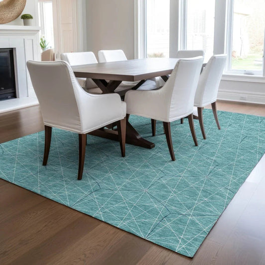 Alina Teal Washable Indoor-Outdoor Rug-Outdoor Rugs-LOOMLAN Rugs-LOOMLAN