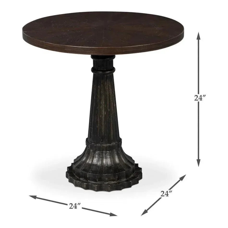 Alister Wood Dark Brown Round End Table - LOOMLAN - Sarreid - Side Tables