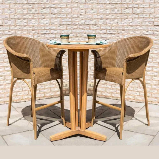 All Seasons Balcony Stool Padded Seat Wicker Outdoor-Outdoor Accent Chairs-Lloyd Flanders-LOOMLAN