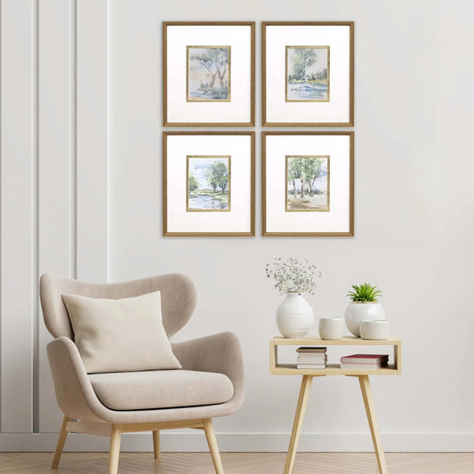 Along the Way Wood Blue Framed Wall Art 4PC