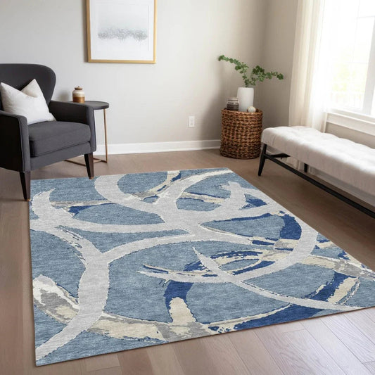 Aloura Denim Washable Indoor-Outdoor Rug-Outdoor Rugs-LOOMLAN Rugs-LOOMLAN