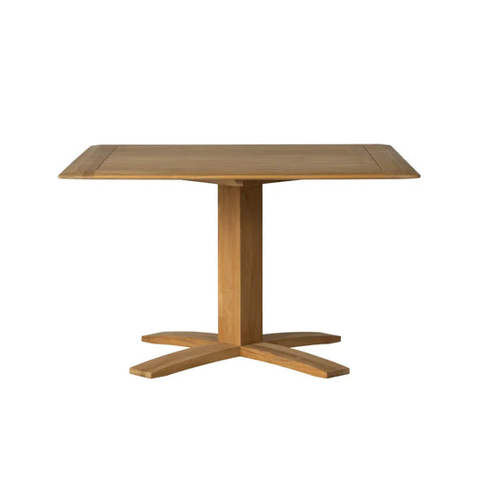 Alpine Teak Wooden Pedestal Outdoor Dining Table-Outdoor Dining Tables-Lloyd Flanders-LOOMLAN