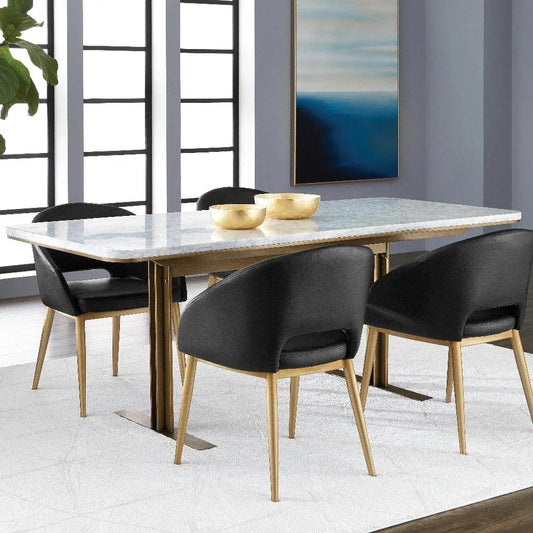 Ambrosia Dining Table Marble Antique Brass Base-Dining Tables-SUNPAN-LOOMLAN