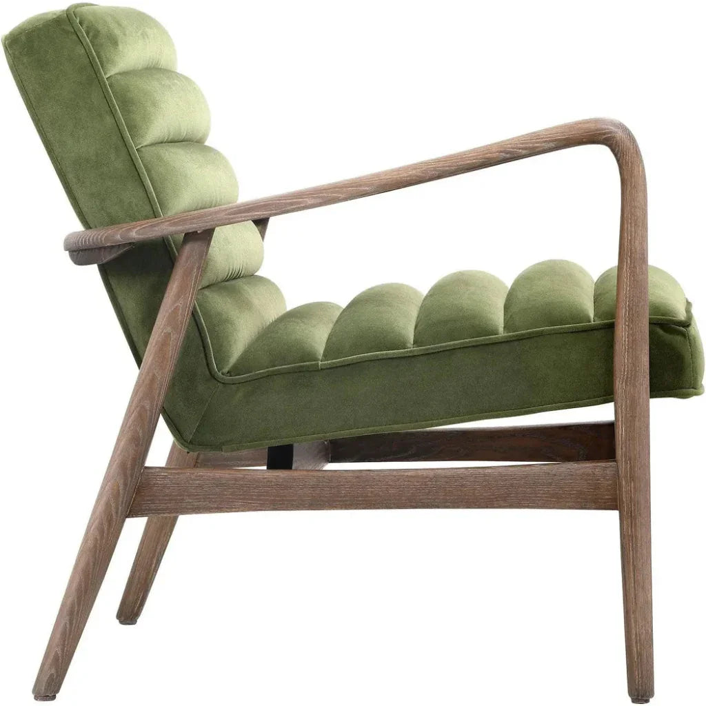 Anderson Performance Fabric Fiber & Wood Green Armchair - LOOMLAN - Moe's Home - Accent Chairs