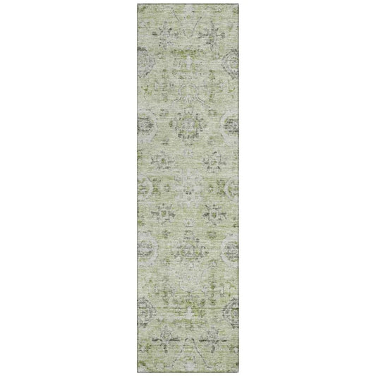 Andorra Green Washable Indoor-Outdoor Rug-Outdoor Rugs-LOOMLAN Rugs-2'3" x 7'6"-LOOMLAN