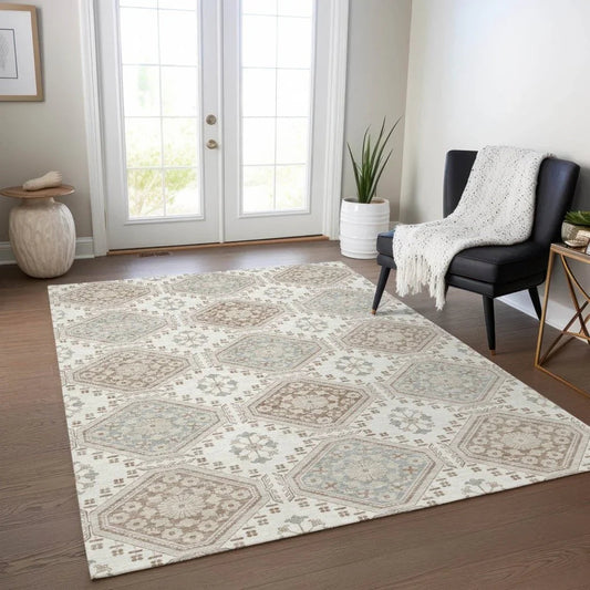 Antheya Ivory Washable Indoor - Outdoor Rug - LOOMLAN - LOOMLAN Rugs - Outdoor Rugs