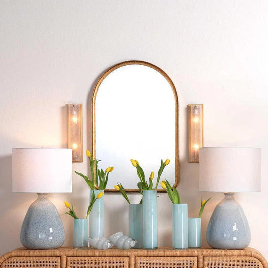 Antique Brass Glass Moet Double Rounded Sconce - LOOMLAN - Jamie Young - Wall Sconces