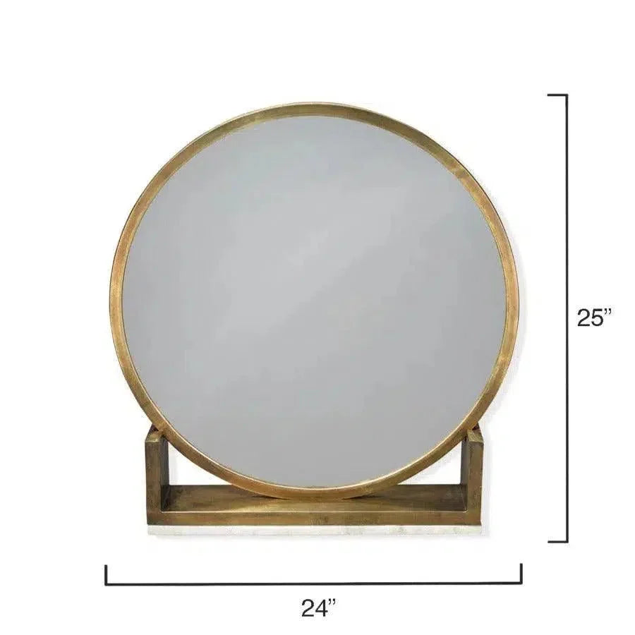 Antique Brass White Marble Odyssey Standing Wall Mirror - LOOMLAN - Jamie Young - Wall Mirrors