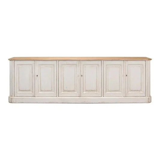 Antique Whitewash Extra Wide Sideboard 6 Door - LOOMLAN - Sarreid - Sideboards