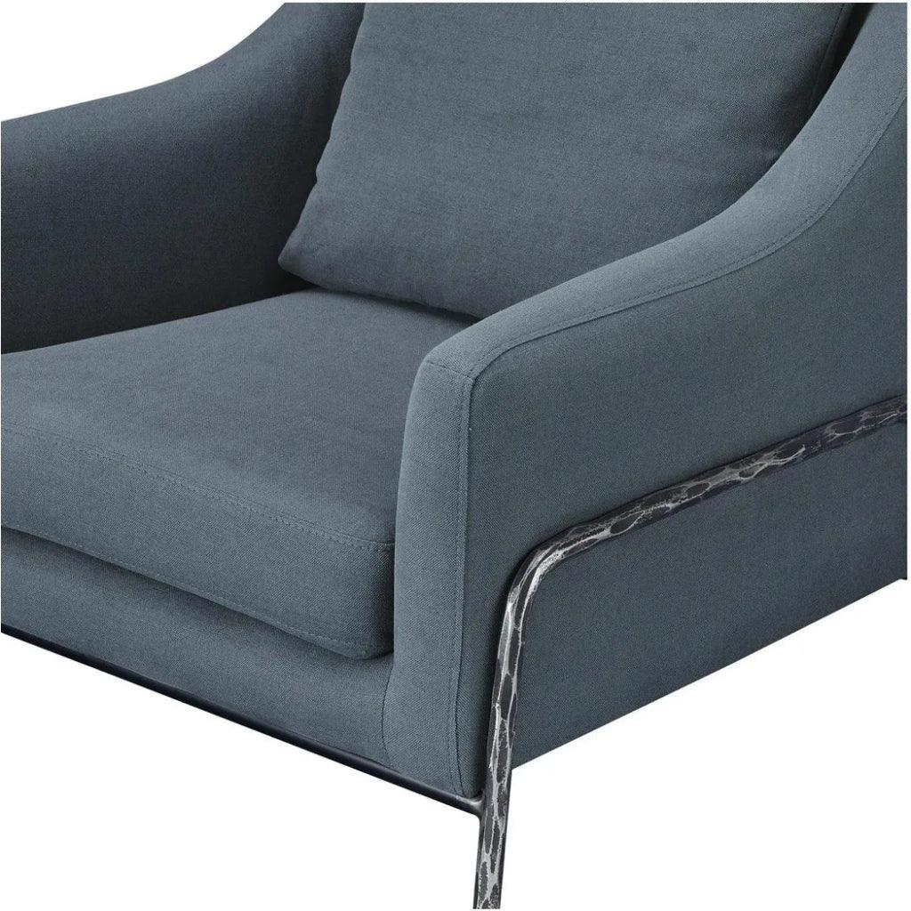 Archer Iron & Plywood Blue Arm Accent Chair - LOOMLAN - Moe's Home - Accent Chairs
