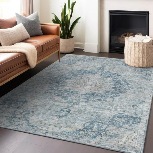Arienne Blue Washable Indoor - Outdoor Rug - LOOMLAN - LOOMLAN Rugs - Outdoor Rugs